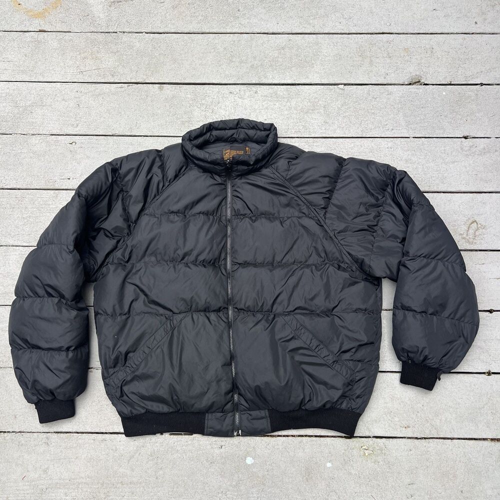 Vintage Eddie Bauer Goose Down Puffer Bomber Jacket Black-Size XXL